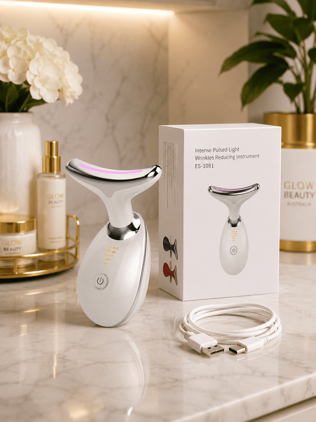 LED Face & Neck Massager | 7-Color Therapy - Skincare - Glow Beauty
