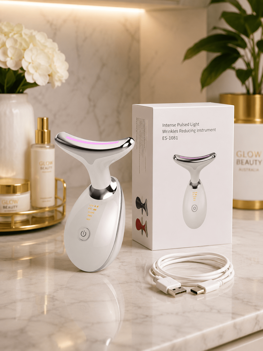 LED Face & Neck Massager | 7-Color Therapy - Skincare - Glow Beauty