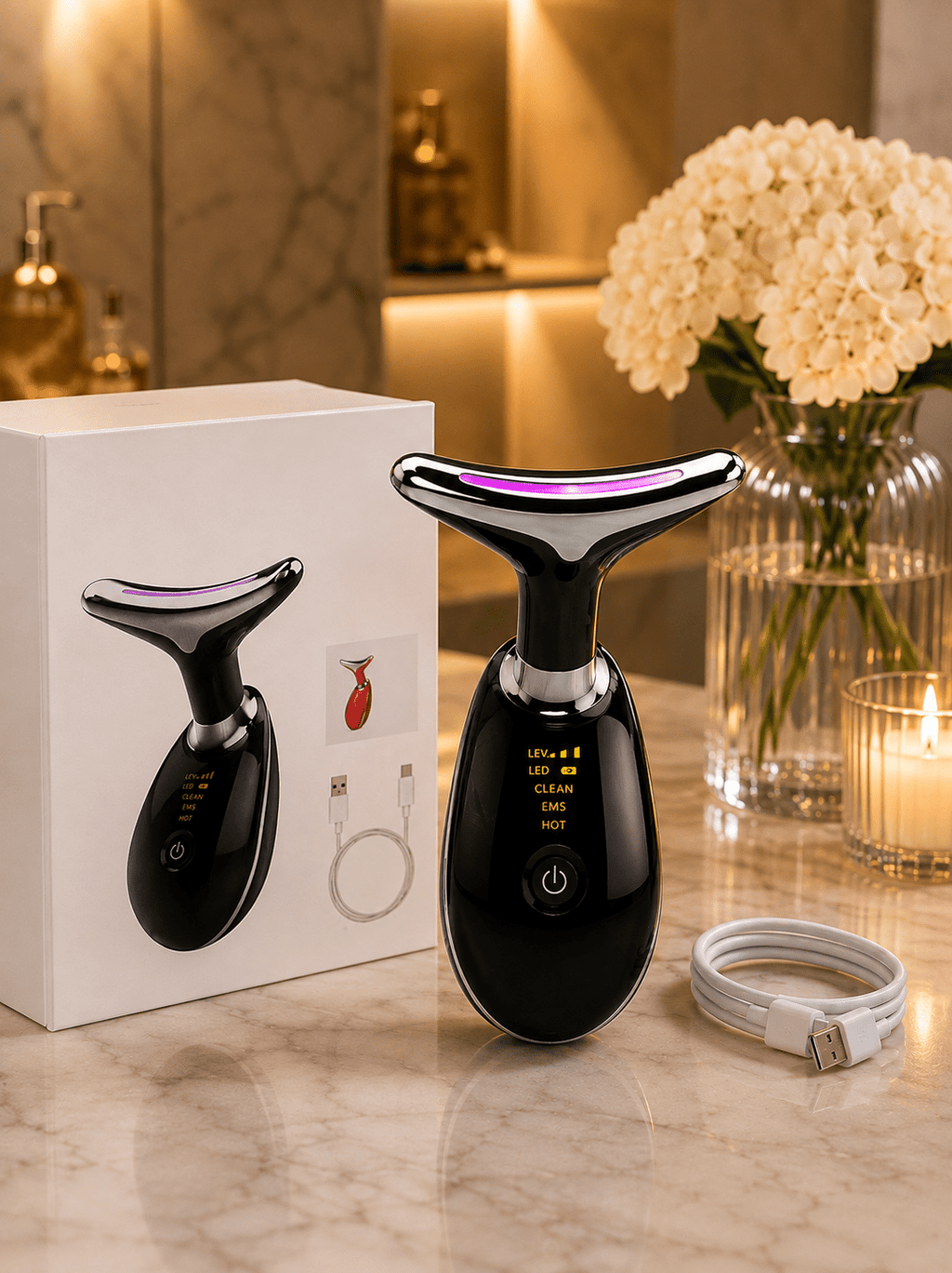 LED Face & Neck Massager | 7-Color Therapy - Skincare - Glow Beauty