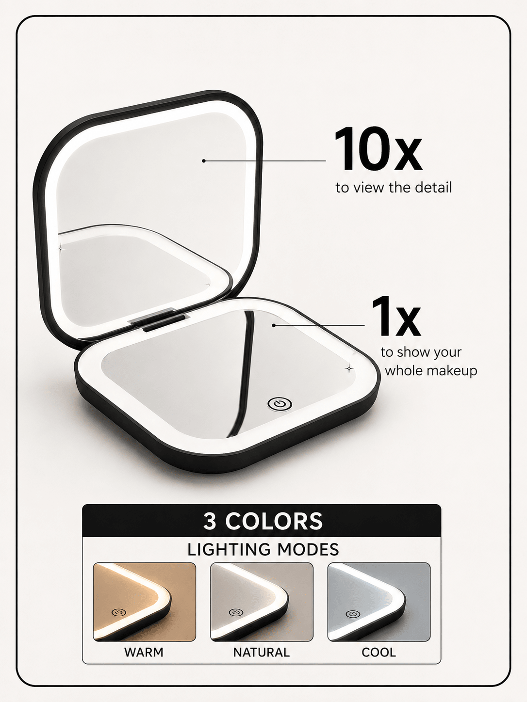 LED Makeup Mirror | 10X Magnification - Beauty Accessories - Glow Beauty