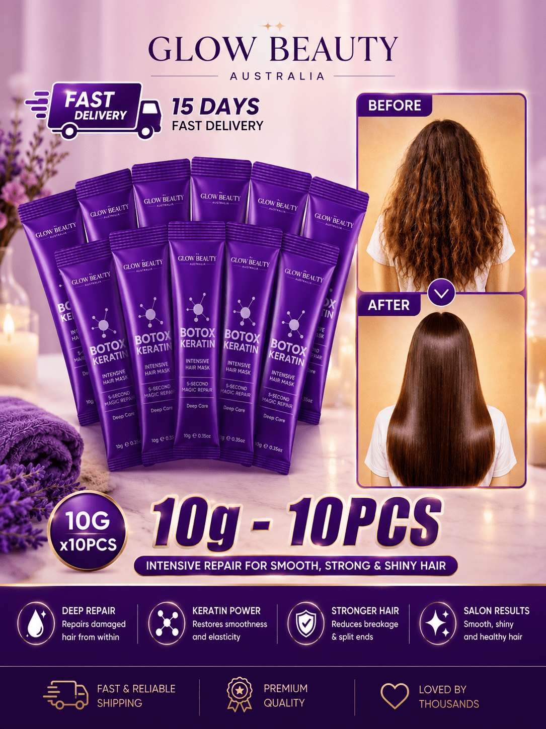 Keratin Hair Mask | Deep Repair & Intensive Moisture - Hair Care - Glow Beauty