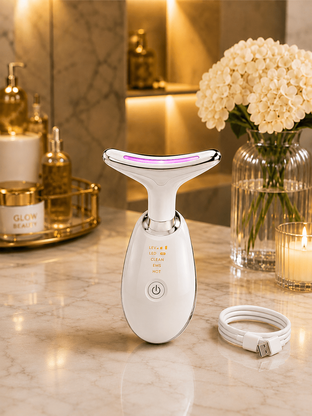 LED Face & Neck Massager | 7-Color Therapy - Skincare - Glow Beauty