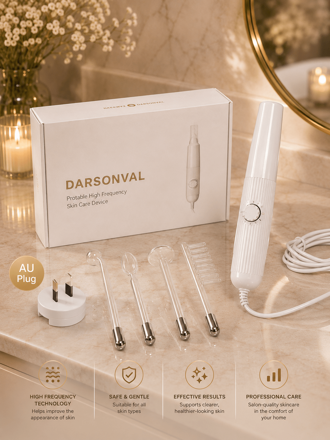 DARSONVAL High Frequency Hair & Skin  Wand - Beauty Devices - Glow Beauty