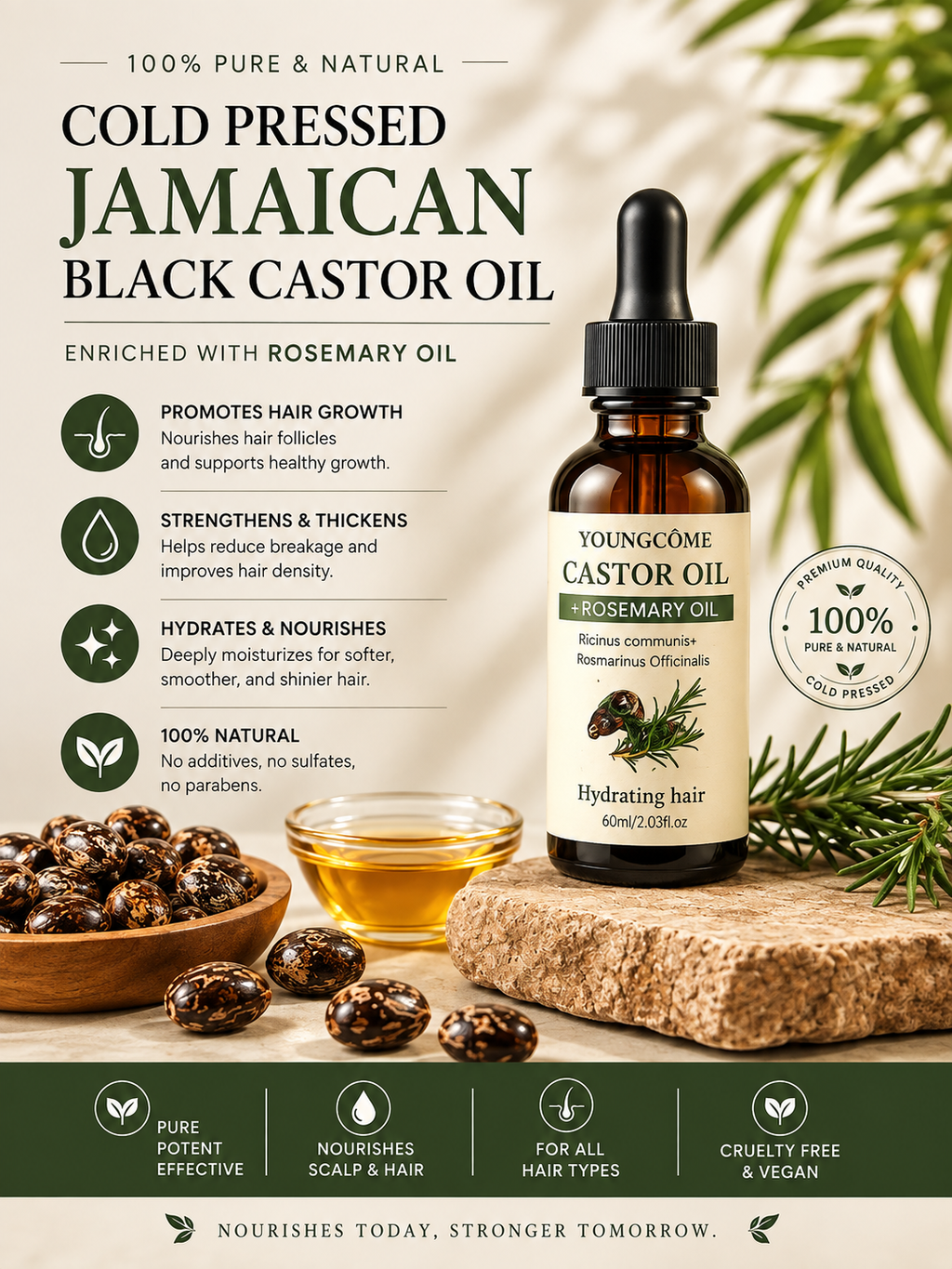 Rosemary & Castor Hair Growth Oil | Strengthen & Shine