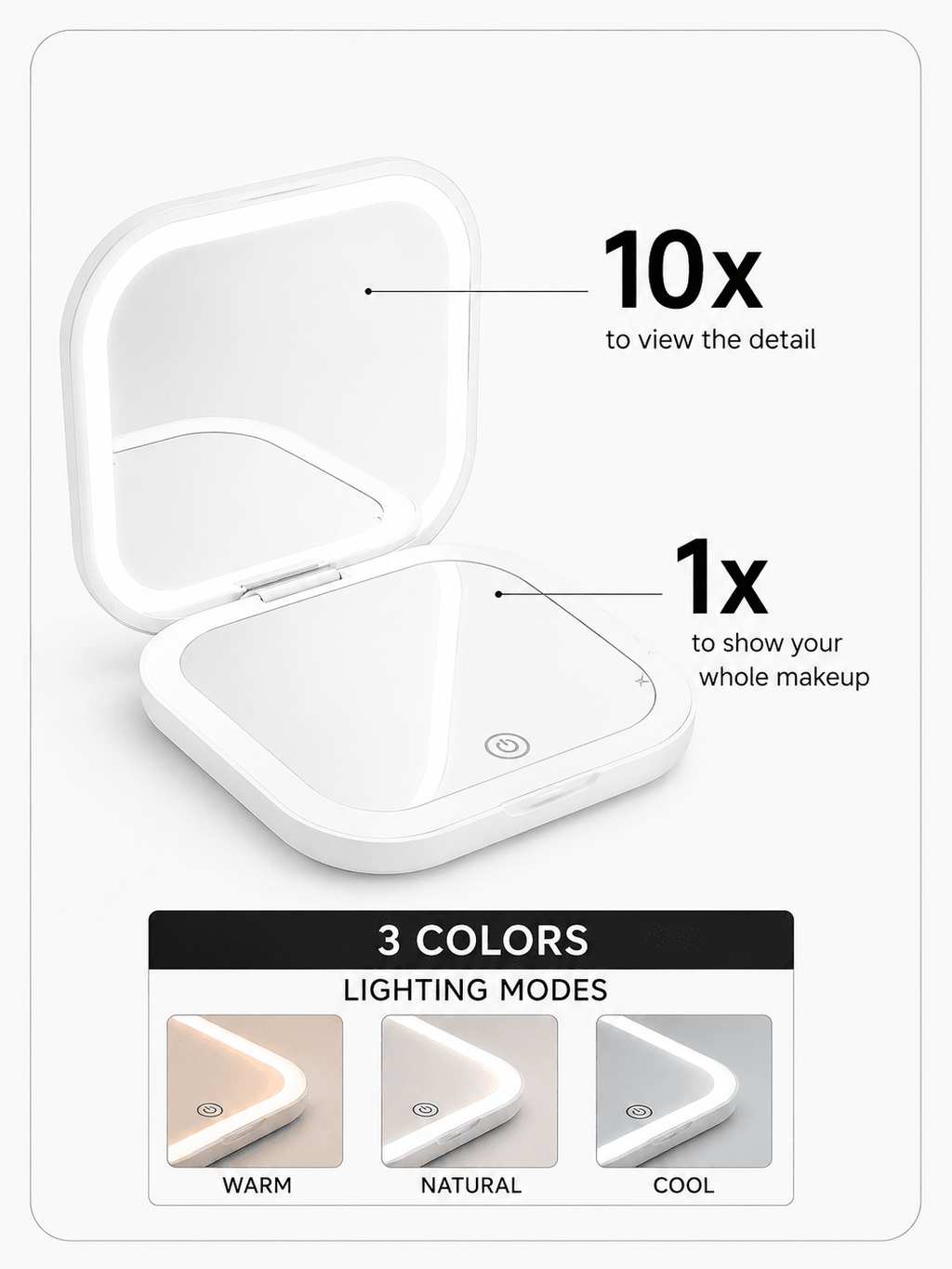 LED Makeup Mirror | 10X Magnification - Beauty Accessories - Glow Beauty