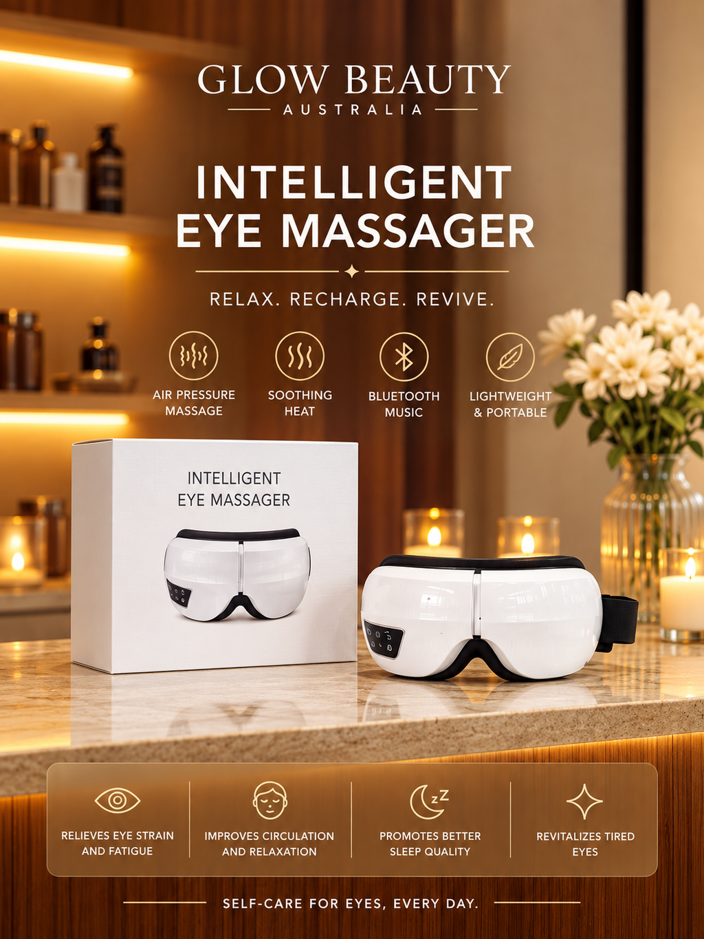 Smart Eye Massager | Heat & Bluetooth