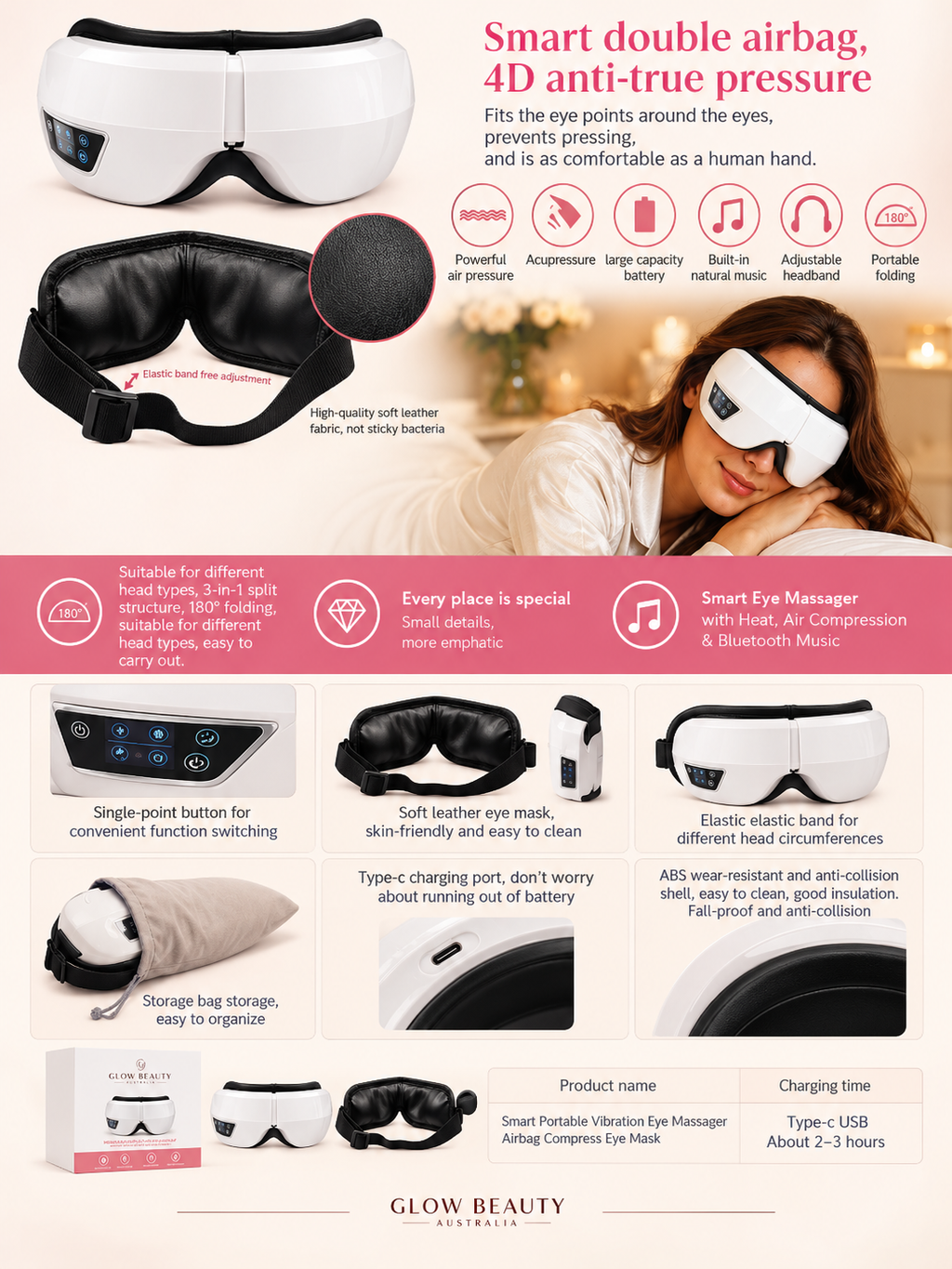 Smart Eye Massager | Heat & Bluetooth