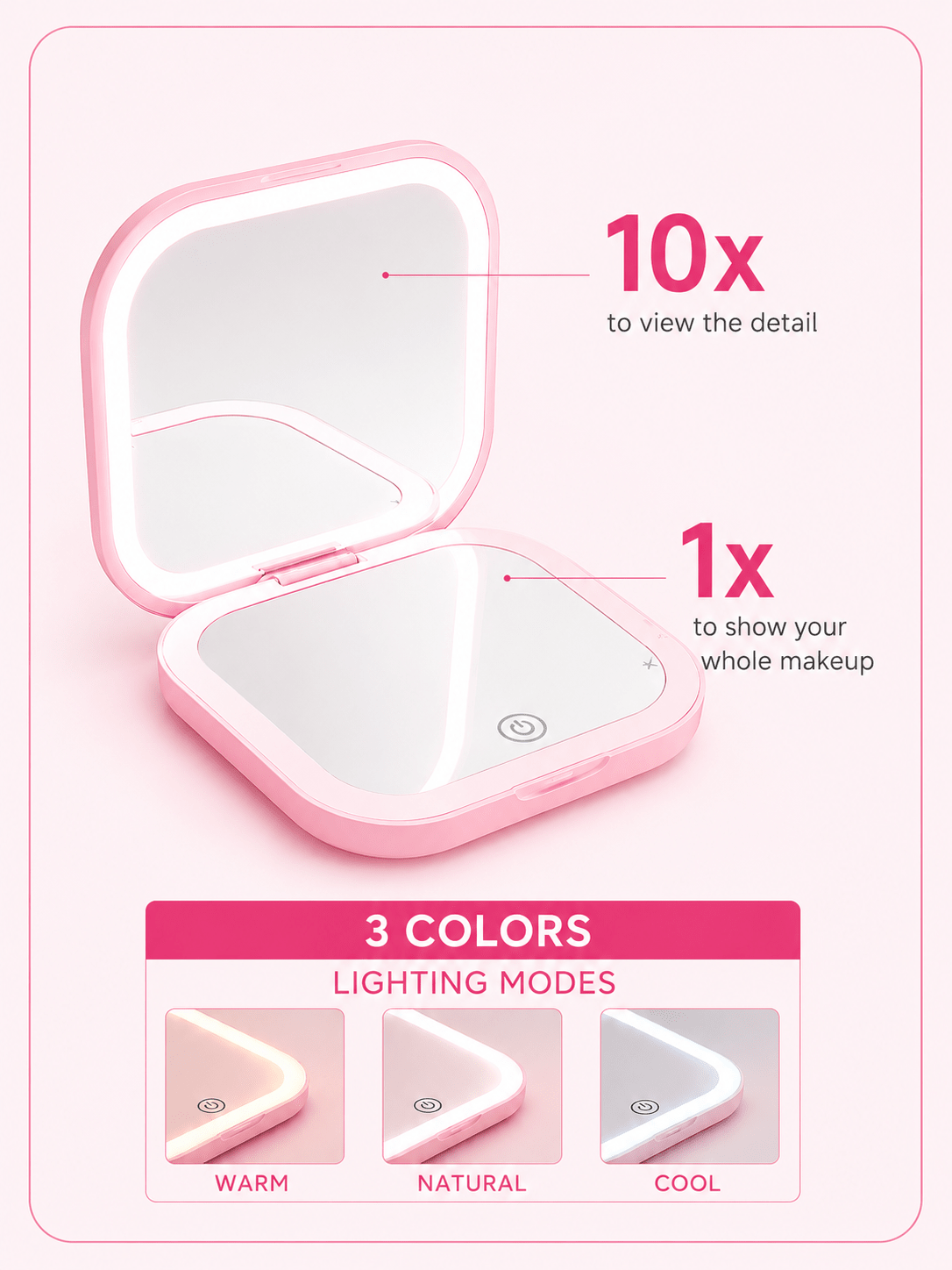 LED Makeup Mirror | 10X Magnification - Beauty Accessories - Glow Beauty