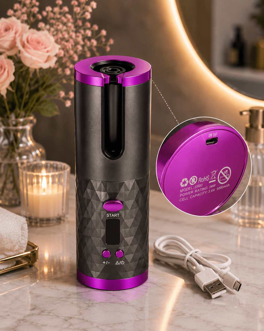 Cordless Automatic Hair Curler - Hair Care - Glow Beauty