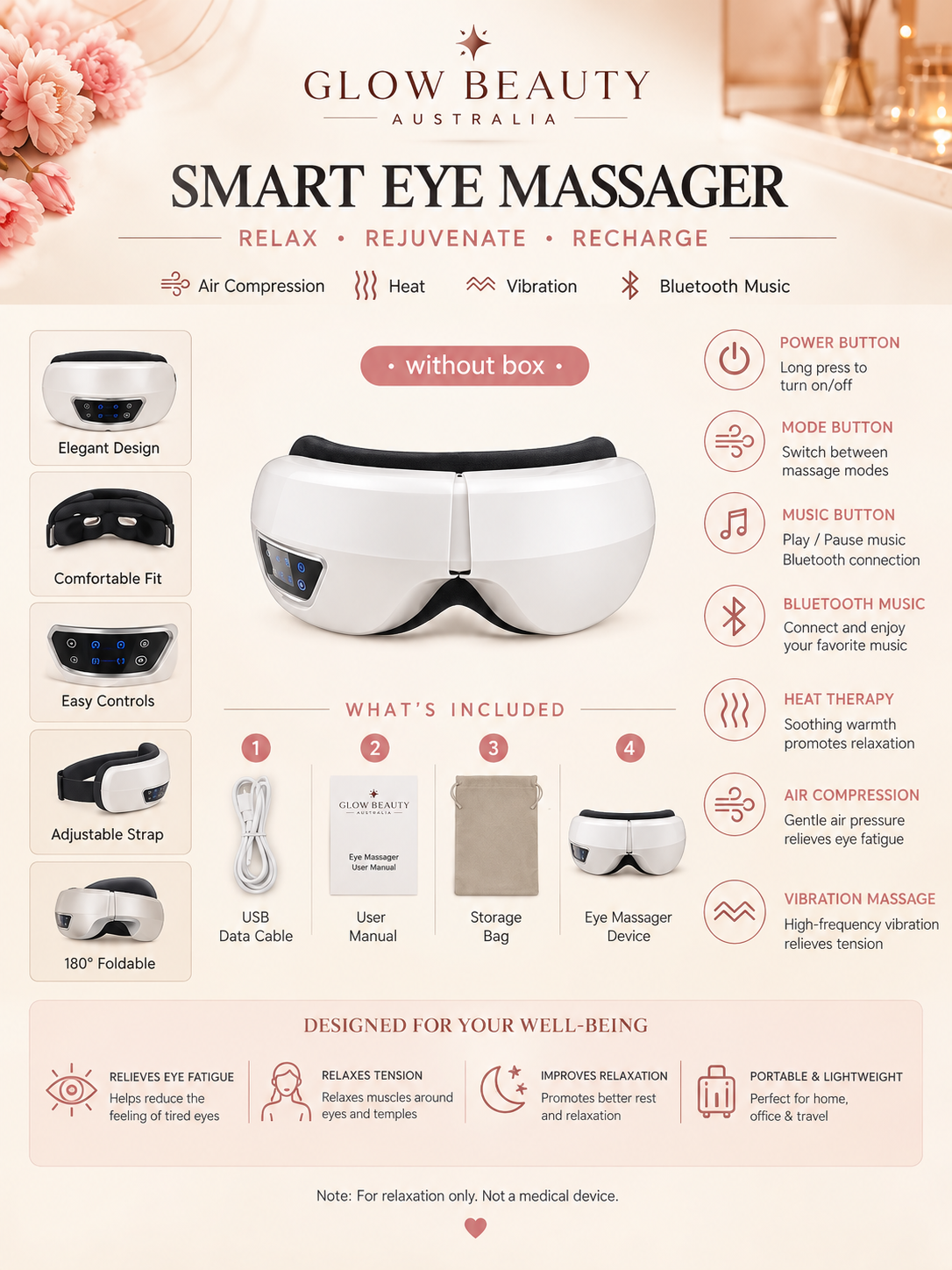 Smart Eye Massager | Heat & Bluetooth